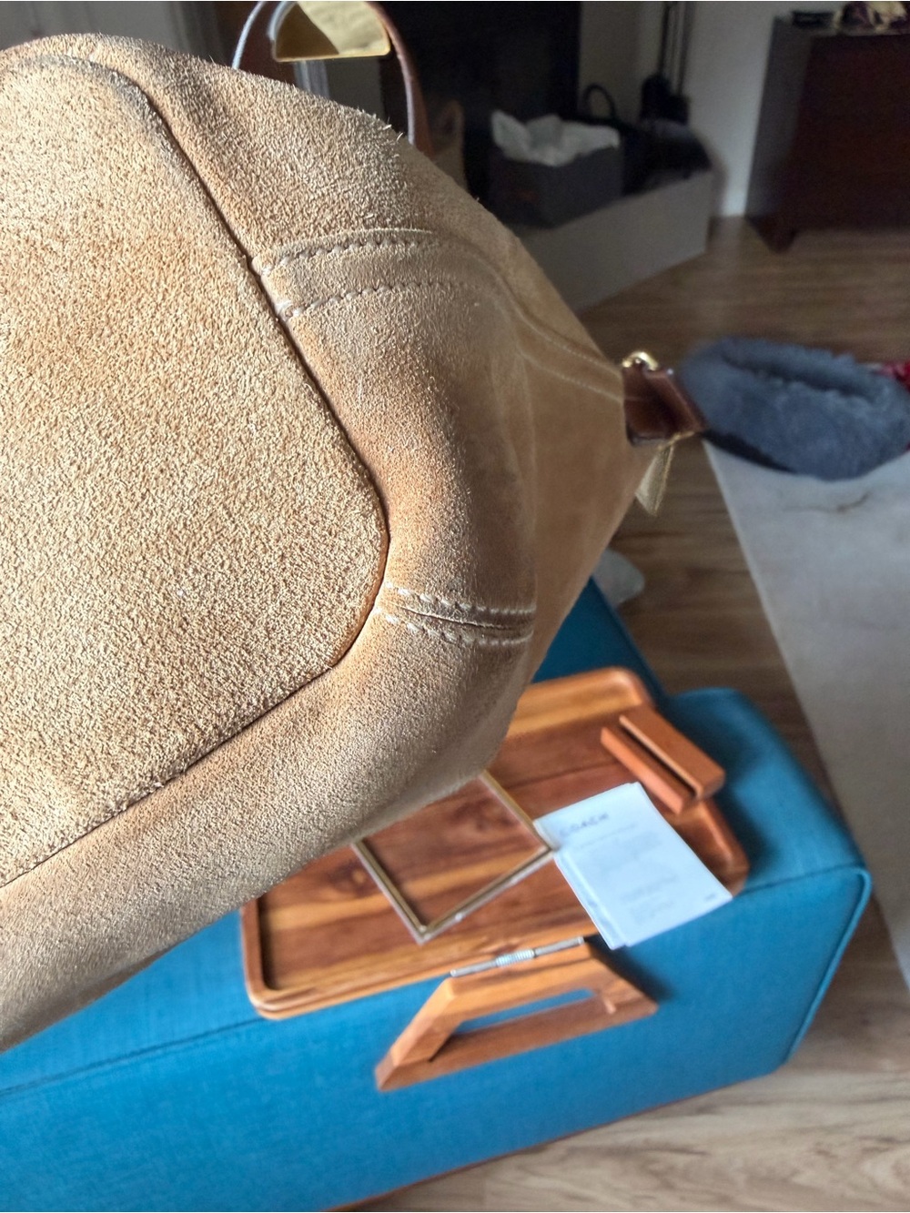 Coach Legacy Suede Bucket Bag 9187 Medium Size Rare Vintage Light Tan Purse COA - Picture 8 of 15